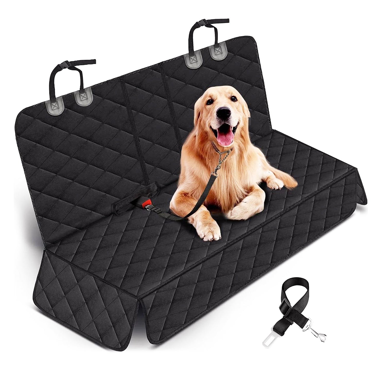 SeatGuard black quilted waterproof dog car seat cover back view