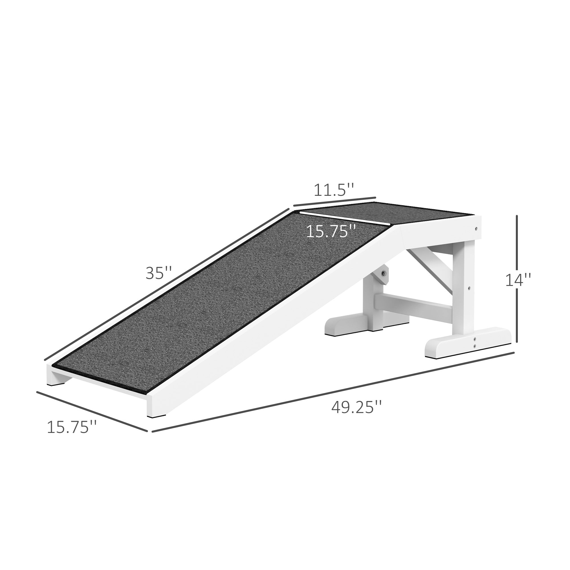 EaseClimb 49’’ pet ramp white plastic with black non-slip surface