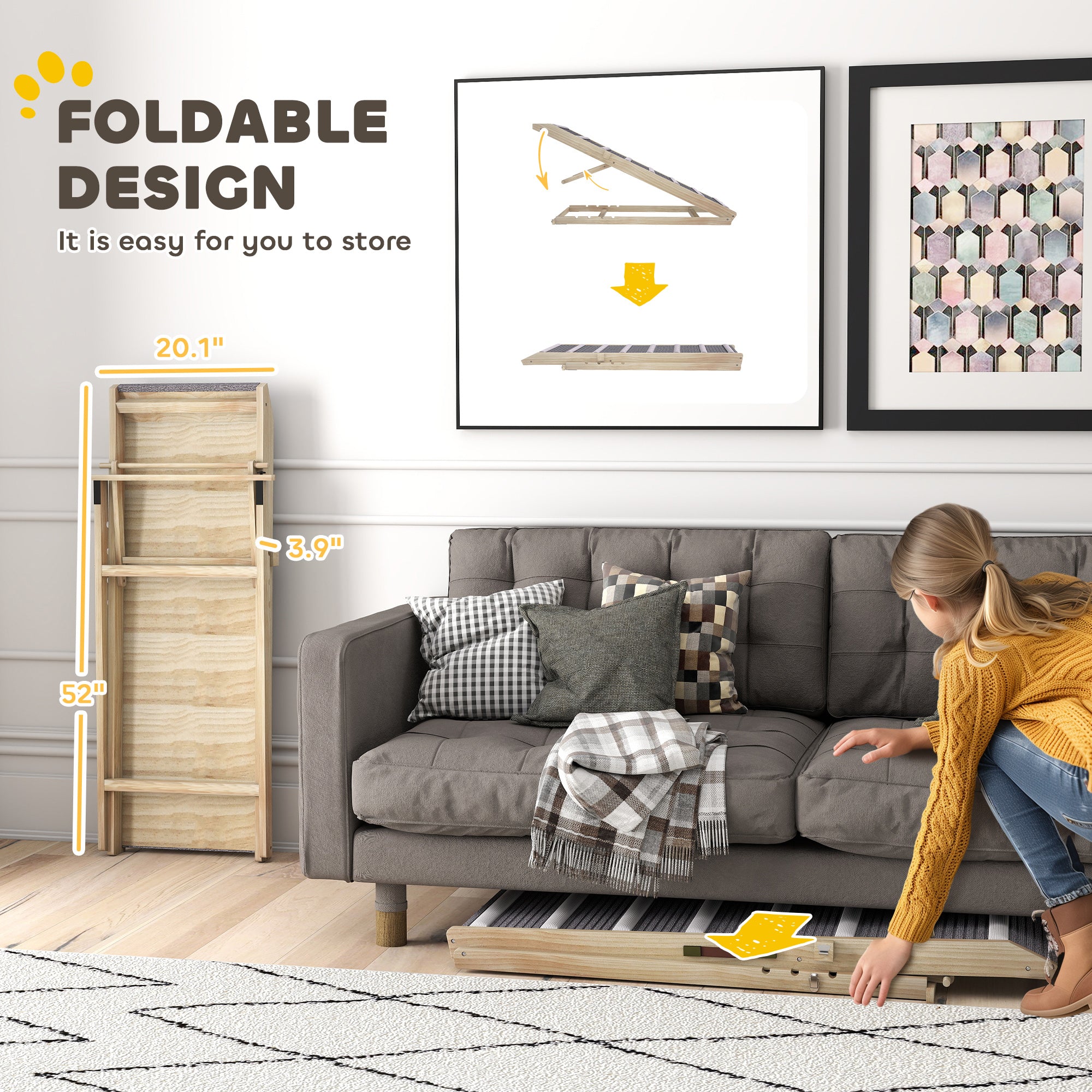 LiftBridge™ 110 lbs Adjustable Folding Dog Ramp – 4 Height Settings