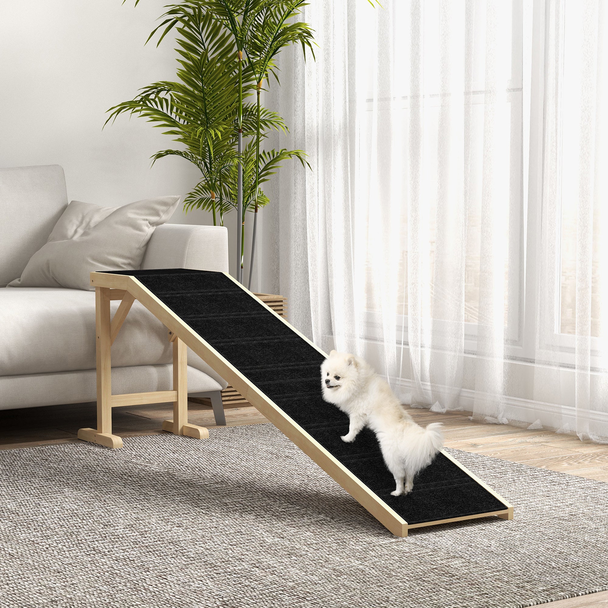 StepGlide™ 77 lbs Wooden Pet Ramp with Top Platform