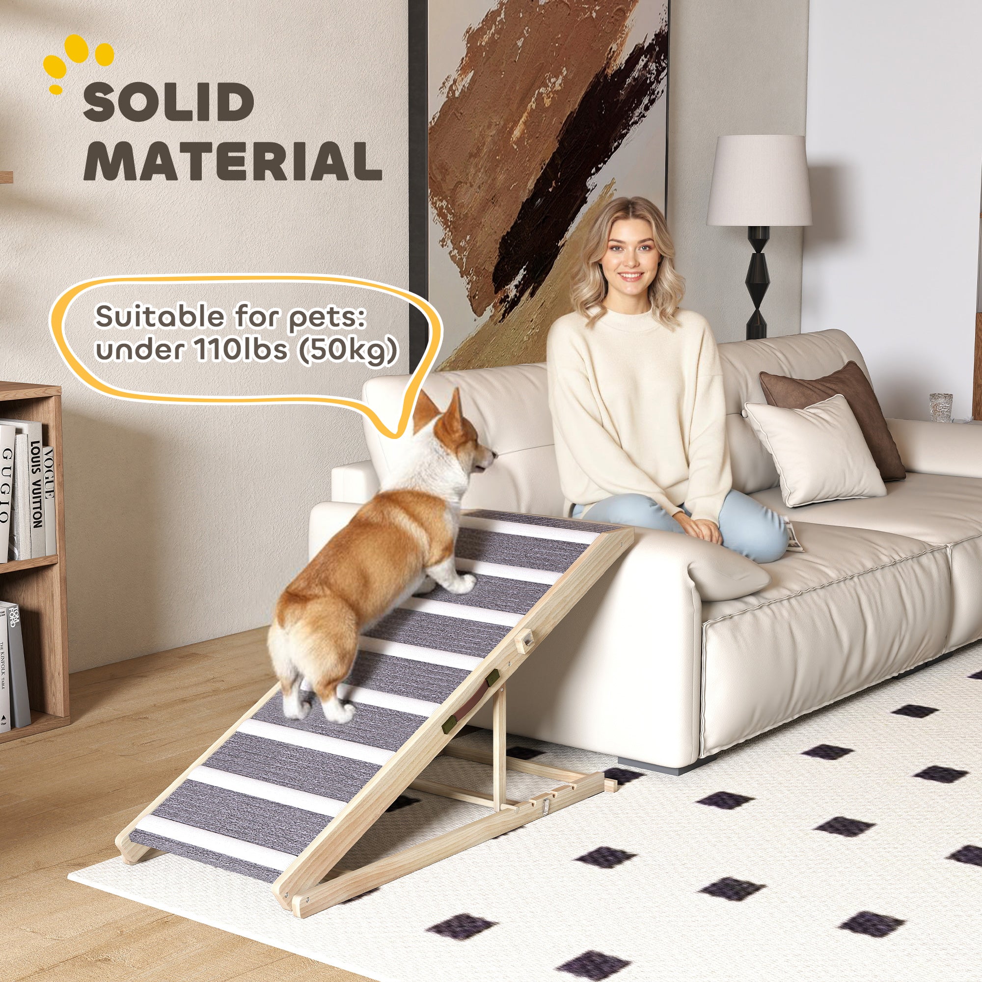 LiftBridge™ 110 lbs Adjustable Folding Dog Ramp – 4 Height Settings