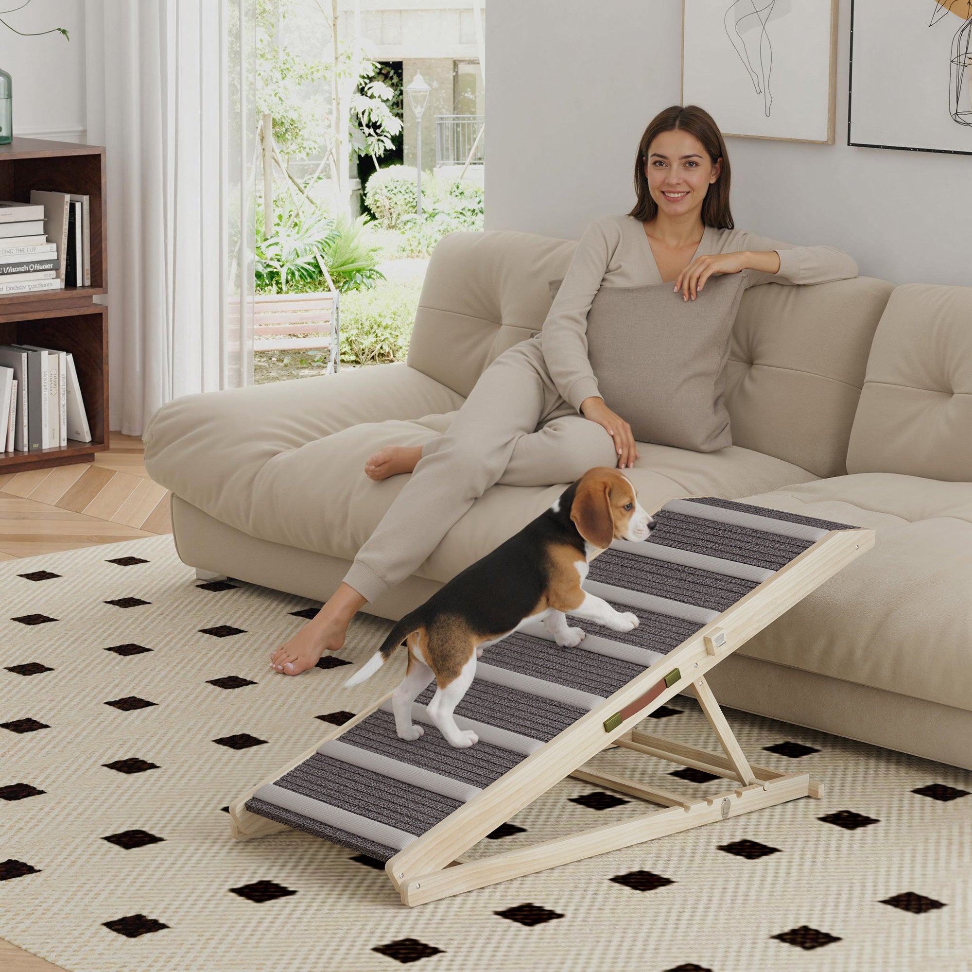 LiftBridge™ 110 lbs Adjustable Folding Dog Ramp – 4 Height Settings