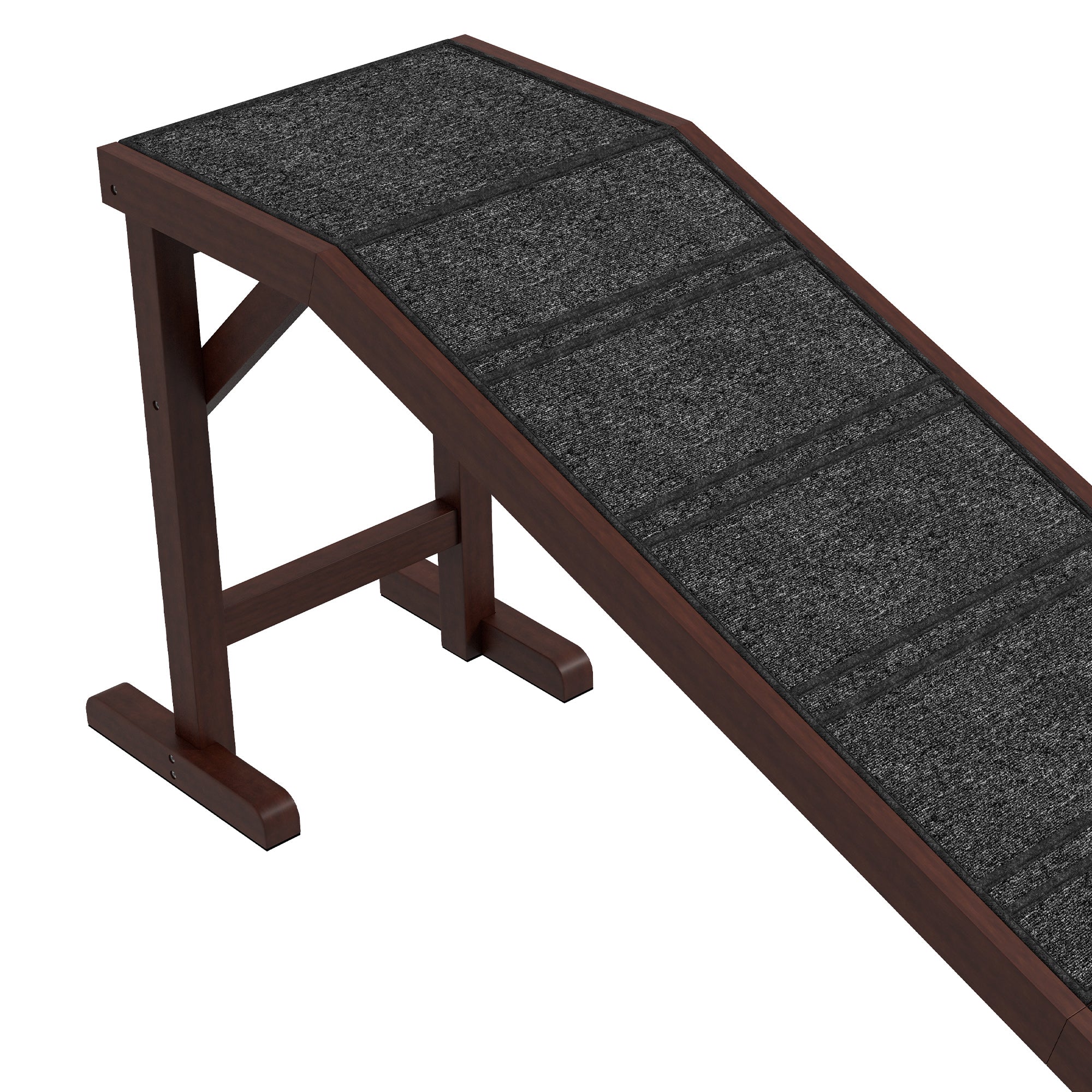 StepGlide™ 77 lbs Wooden Pet Ramp with Top Platform – 74