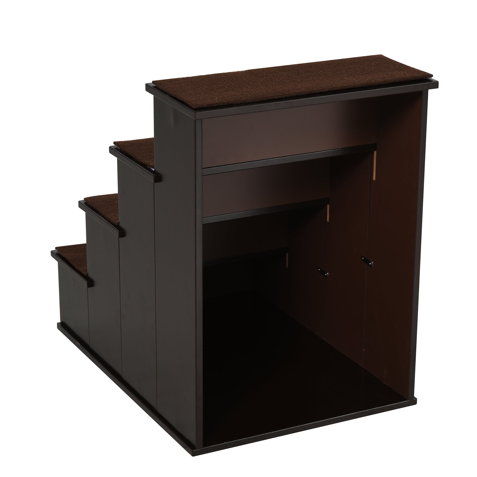 SoftStep™ 66 lbs 4-Step Pet Stairs with Removable Plush Cover – Brown