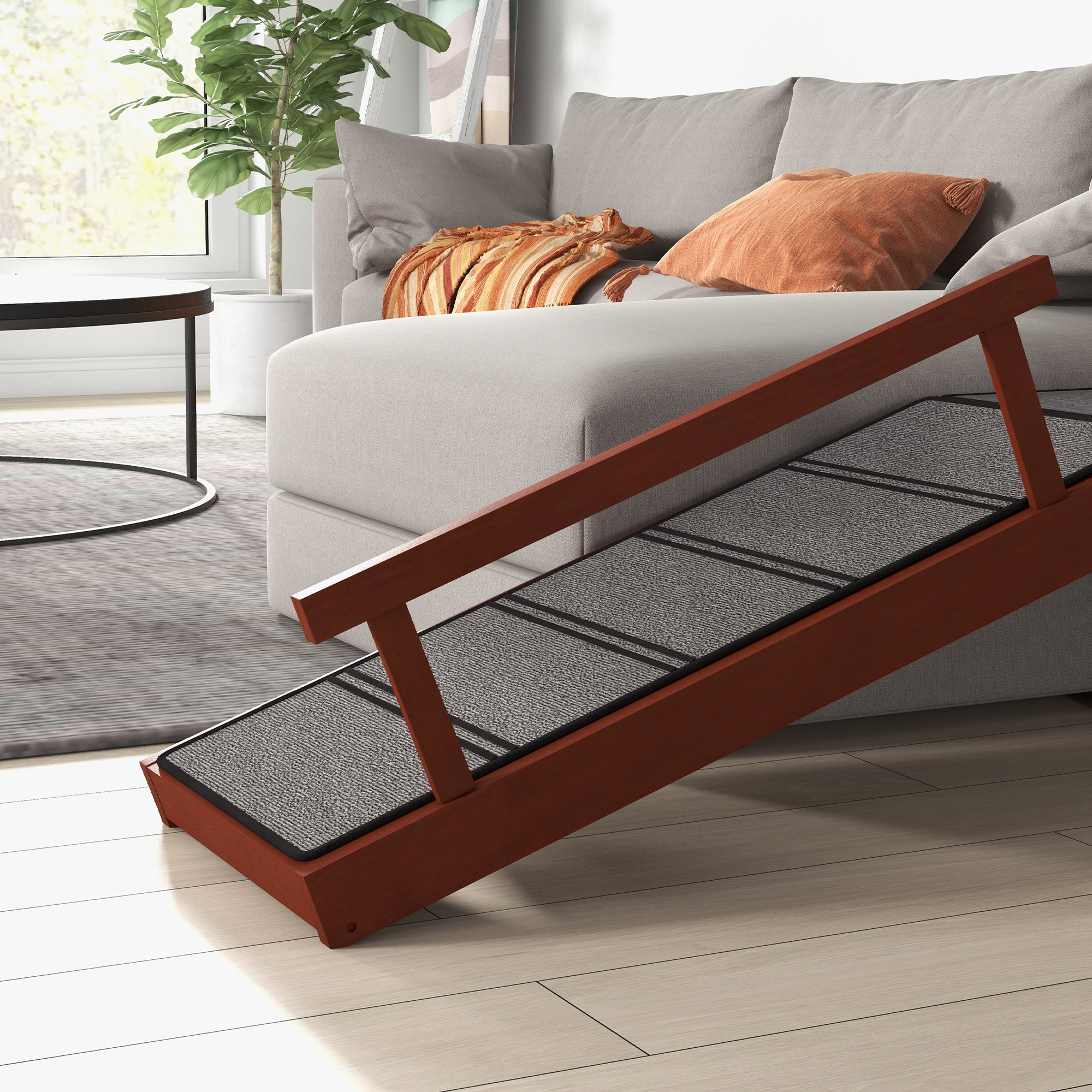 SafeClimb™ Compact 66 lbs Wooden Pet Ramp with Removable Guardrails – 49