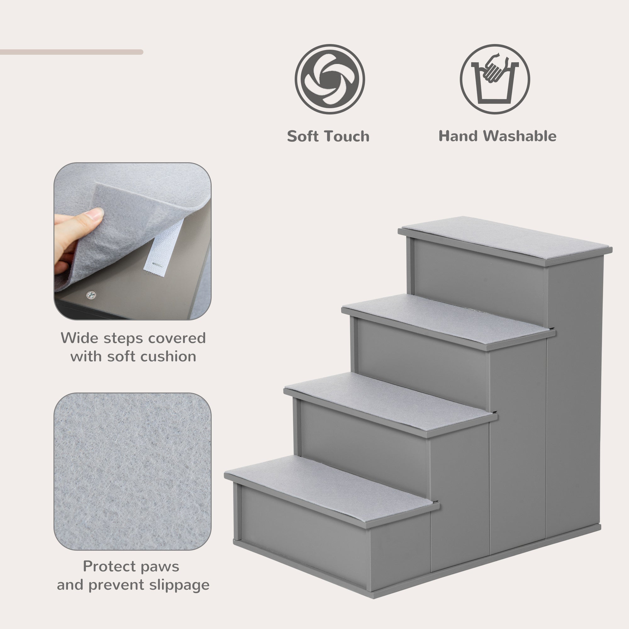SoftStep™ 66 lbs 4-Step Pet Stairs with Removable Cushioned Cover