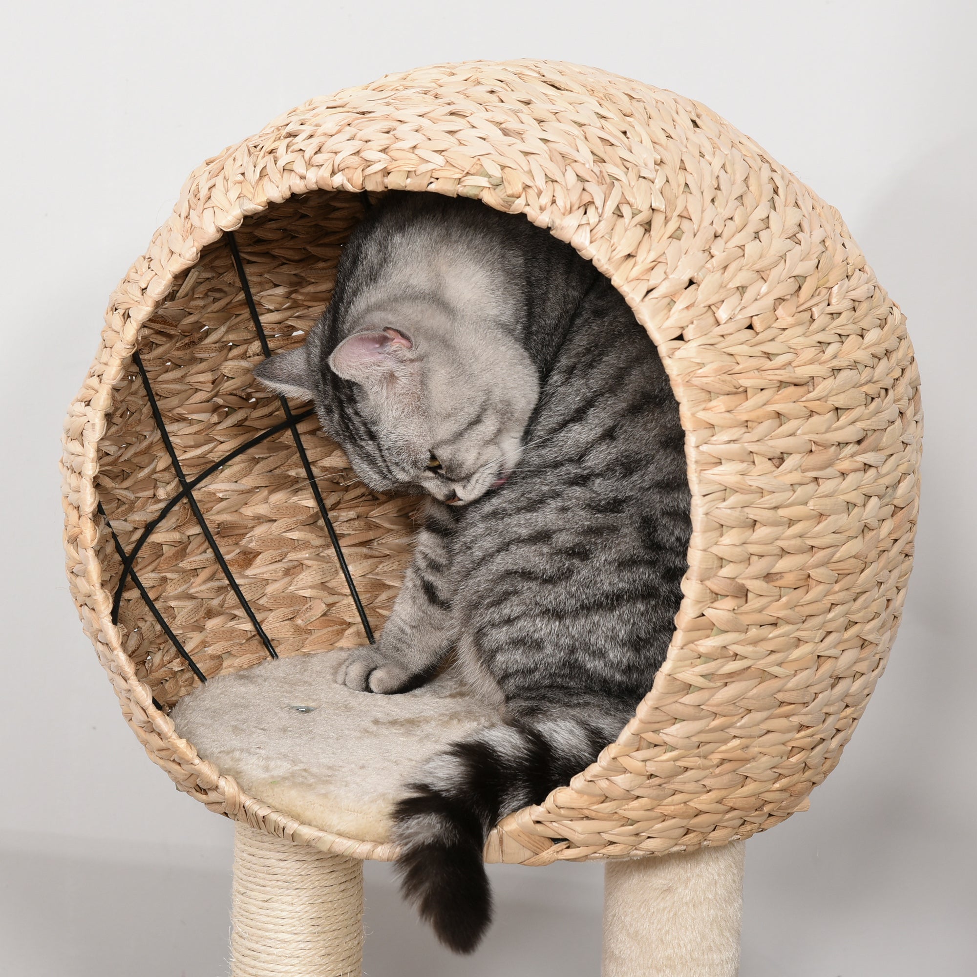 CozyClimb 39’’ cat tree beige wicker condo with cushioned interior