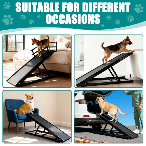 StepGlide Folding Wooden Dog Ramp black metal non-slip surface