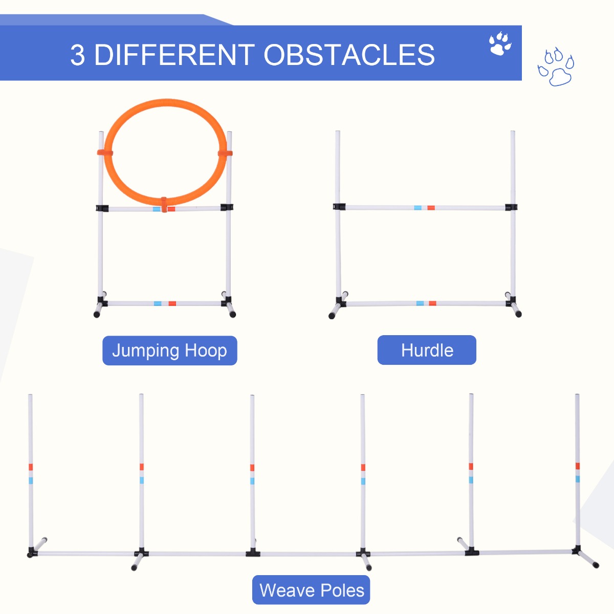 AgiliLoop orange plastic jumping hoop with white metal frame black feet