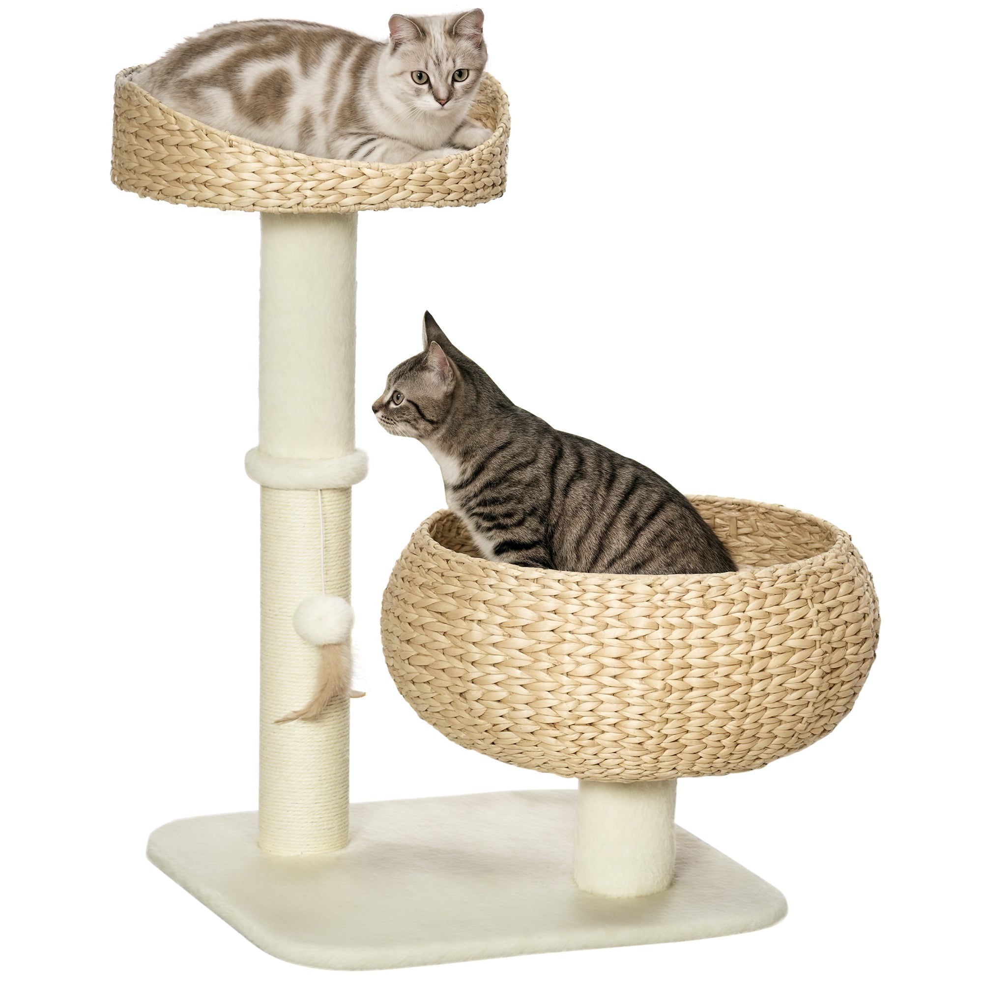 BasketClimb 28’’ beige wicker cat tree with hammocks and sisal post
