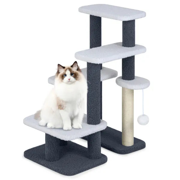 StepClimb 2-in-1 gray beige cat tree stairs with sisal posts