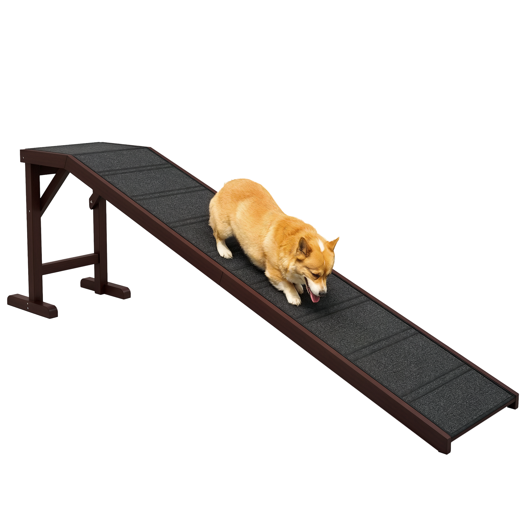 StepGlide™ 77 lbs Wooden Pet Ramp with Top Platform – 74