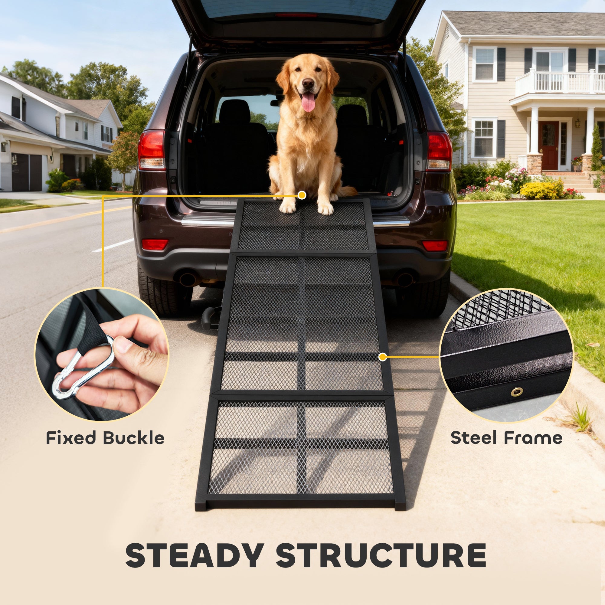 SteelStride™ 132 lbs Folding Dog Car Ramp – 75