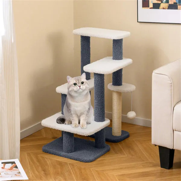 StepClimb 2-in-1 gray white cat stairs tree with sisal posts