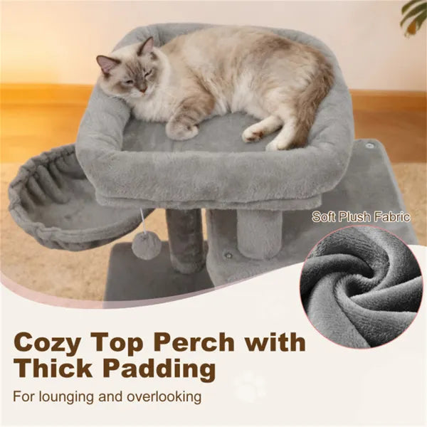 SafeClimb 33.5’’ light gray cat tree perch with thick padding