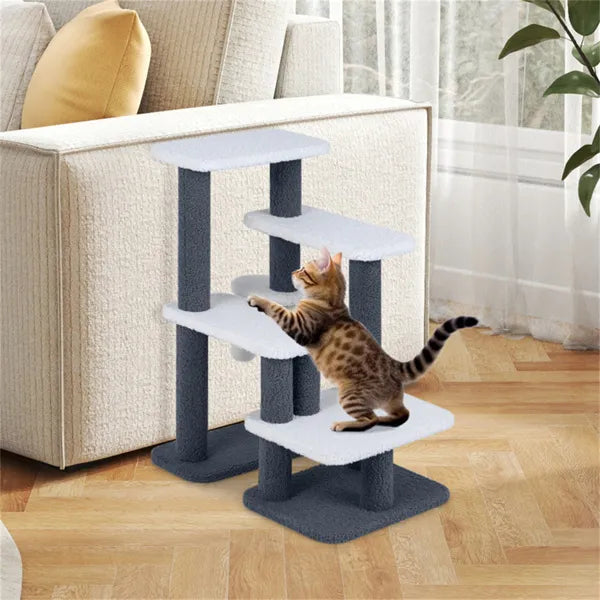 StepClimb 2-in-1 gray white cat stairs tree with sisal posts