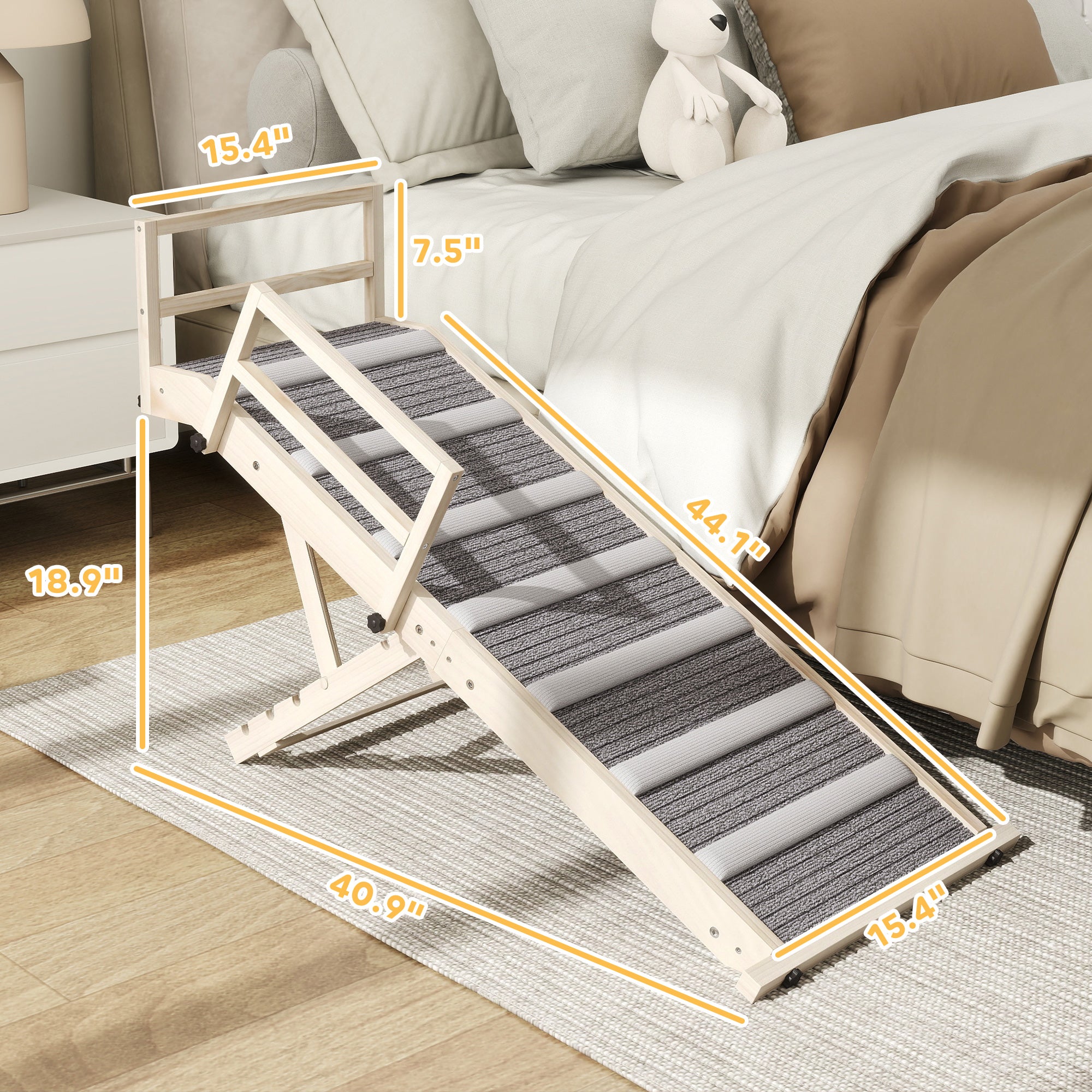 FlexiClimb™ 88 lbs Folding Wooden Pet Ramp with 4 Adjustable Heights