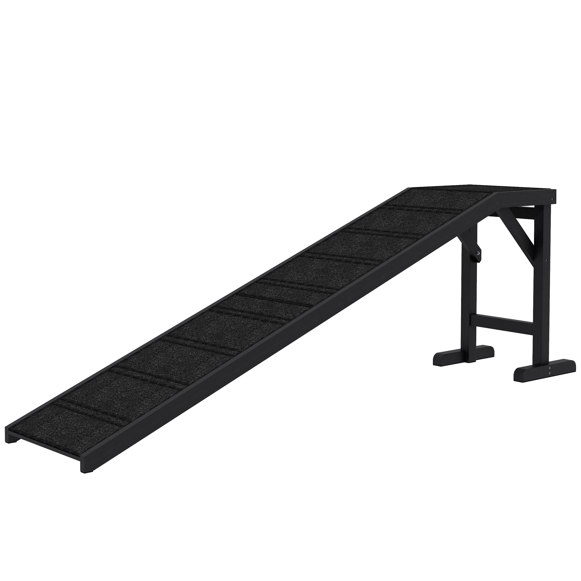 StepGlide™ 77 lbs Wooden Pet Ramp with Top Platform – Black Edition