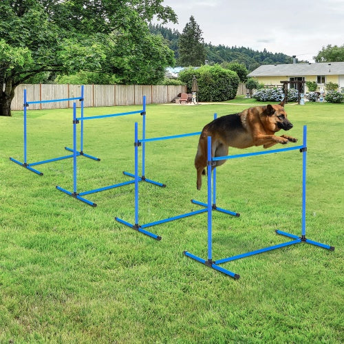 Blue AgiliJump 4-piece adjustable dog agility hurdles