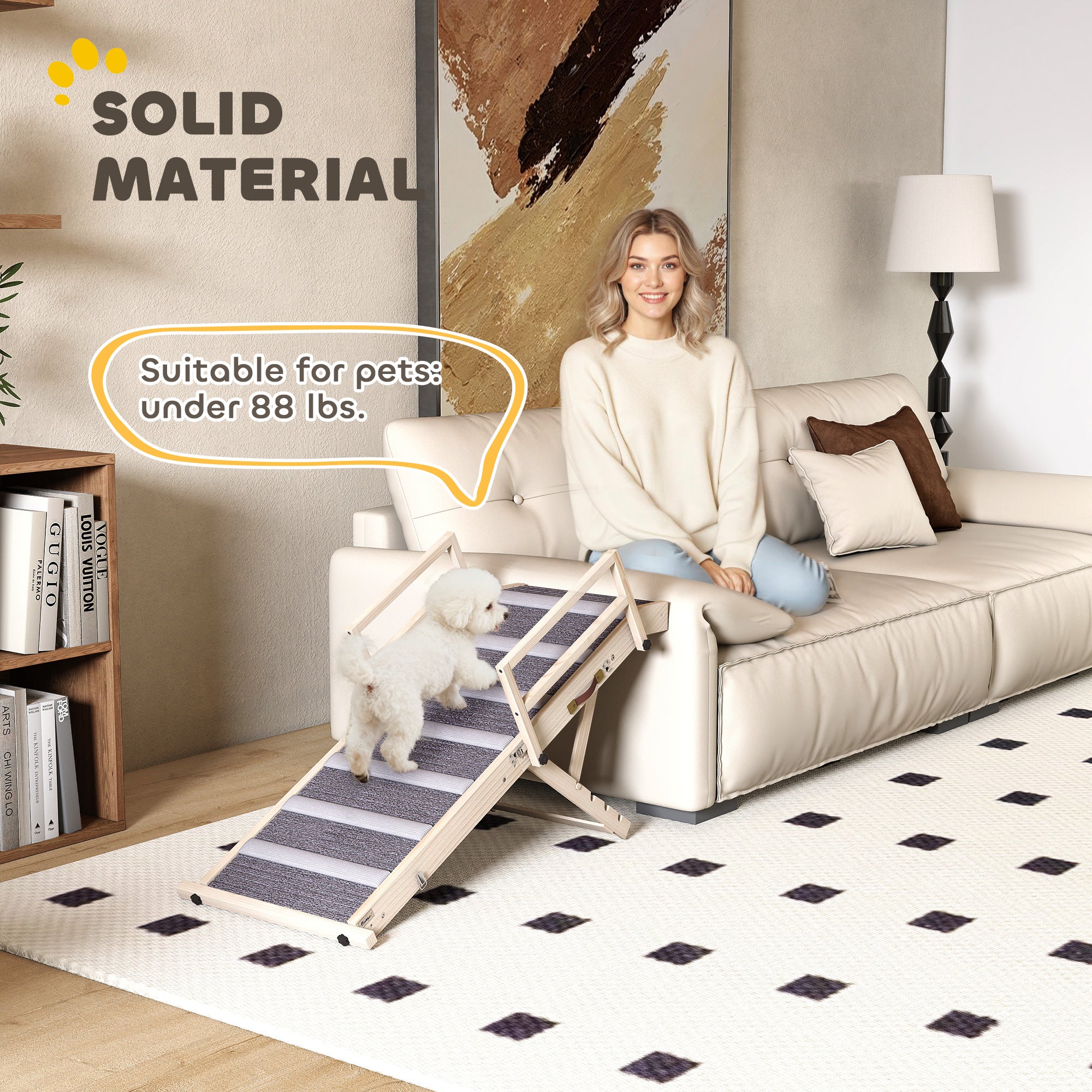 FlexiClimb™ 88 lbs Folding Wooden Pet Ramp with 4 Adjustable Heights