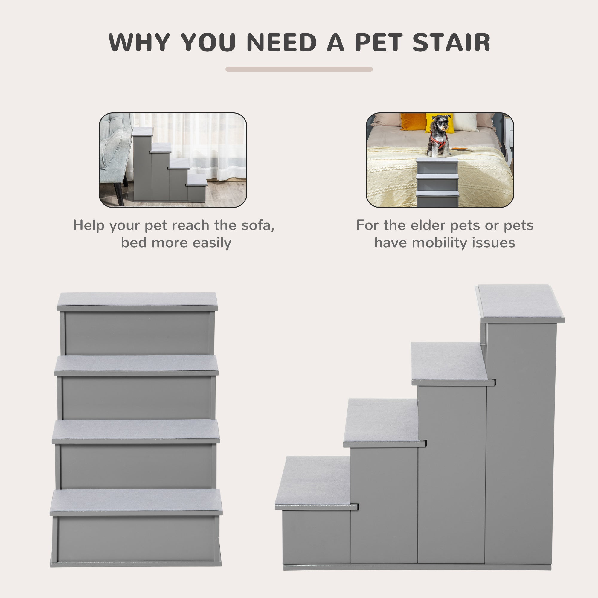SoftStep™ 66 lbs 4-Step Pet Stairs with Removable Cushioned Cover