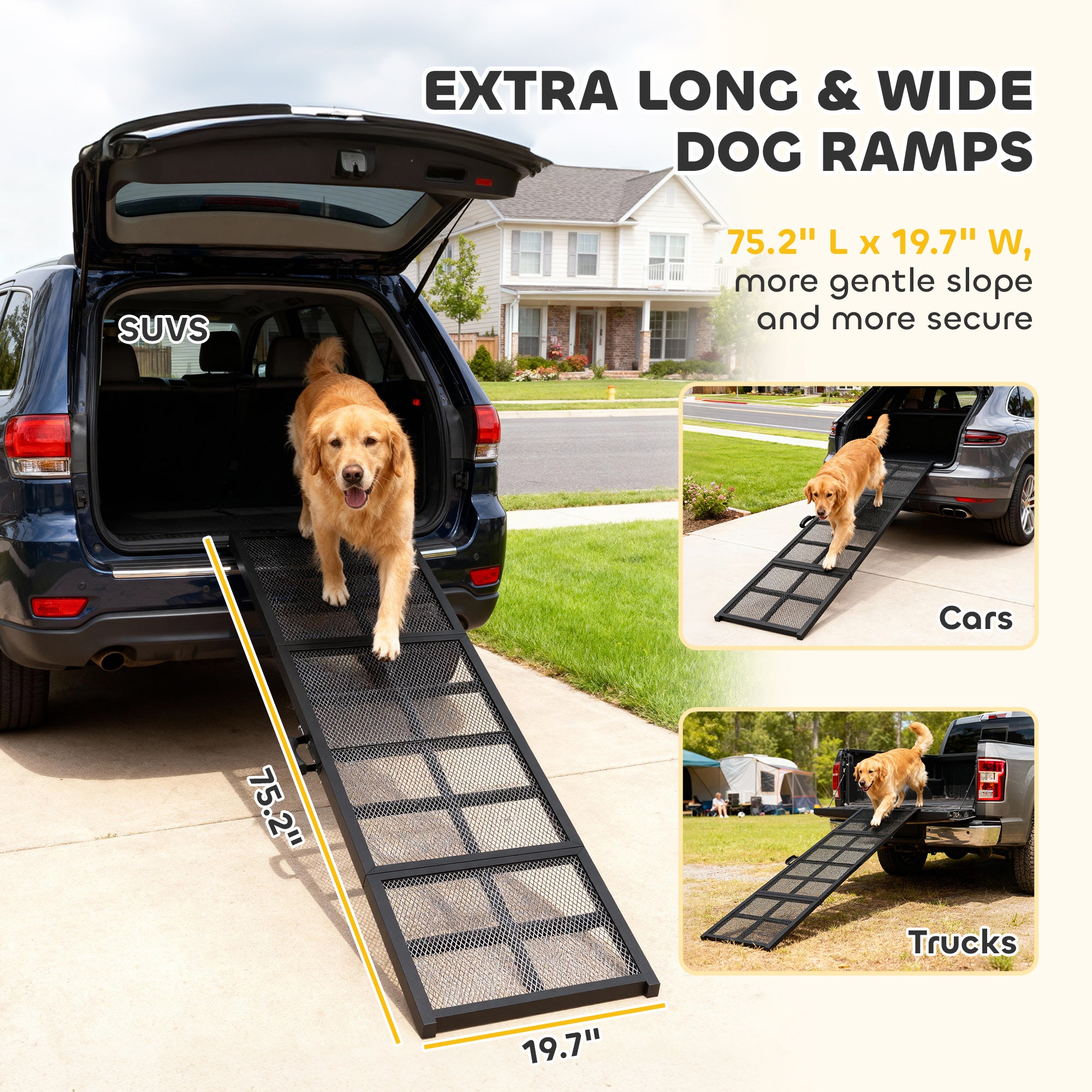 SteelStride™ 132 lbs Folding Dog Car Ramp – 75