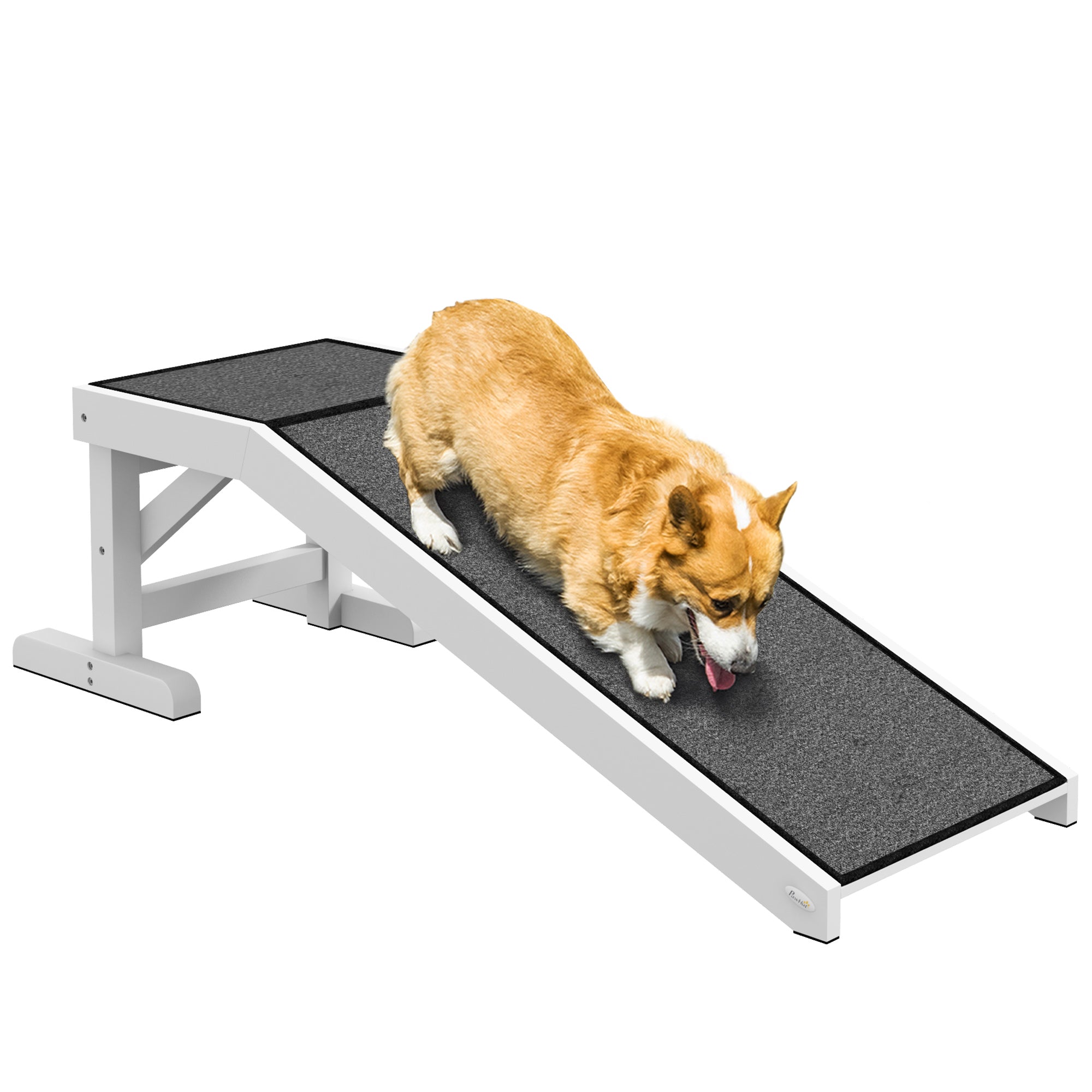 EaseClimb 49’’ wooden pet ramp with white frame and black non-slip surface