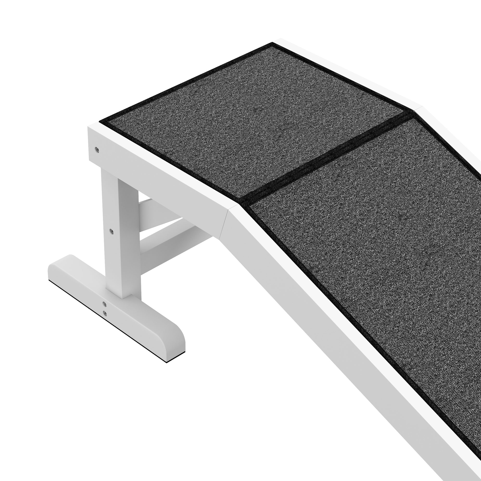 EaseClimb 49’’ pet ramp white plastic frame with gray non-slip carpet
