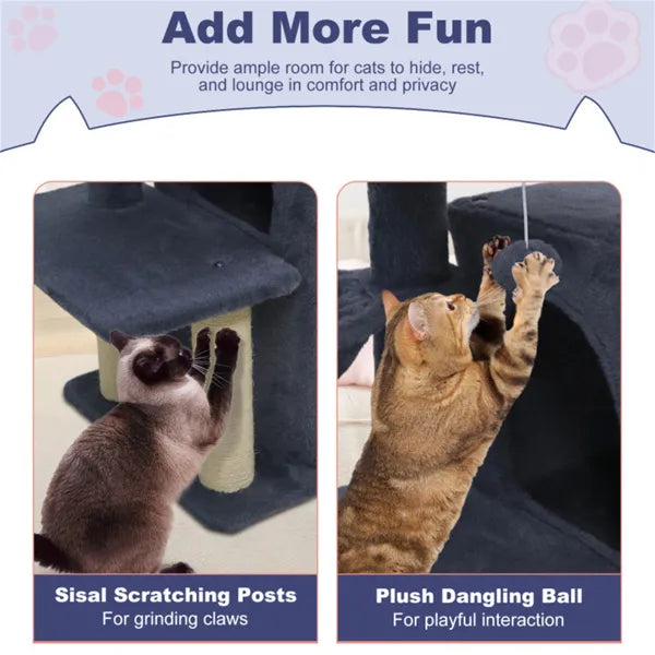 ClimbNest 33.5’’ cat tree with sisal posts and plush dangling ball