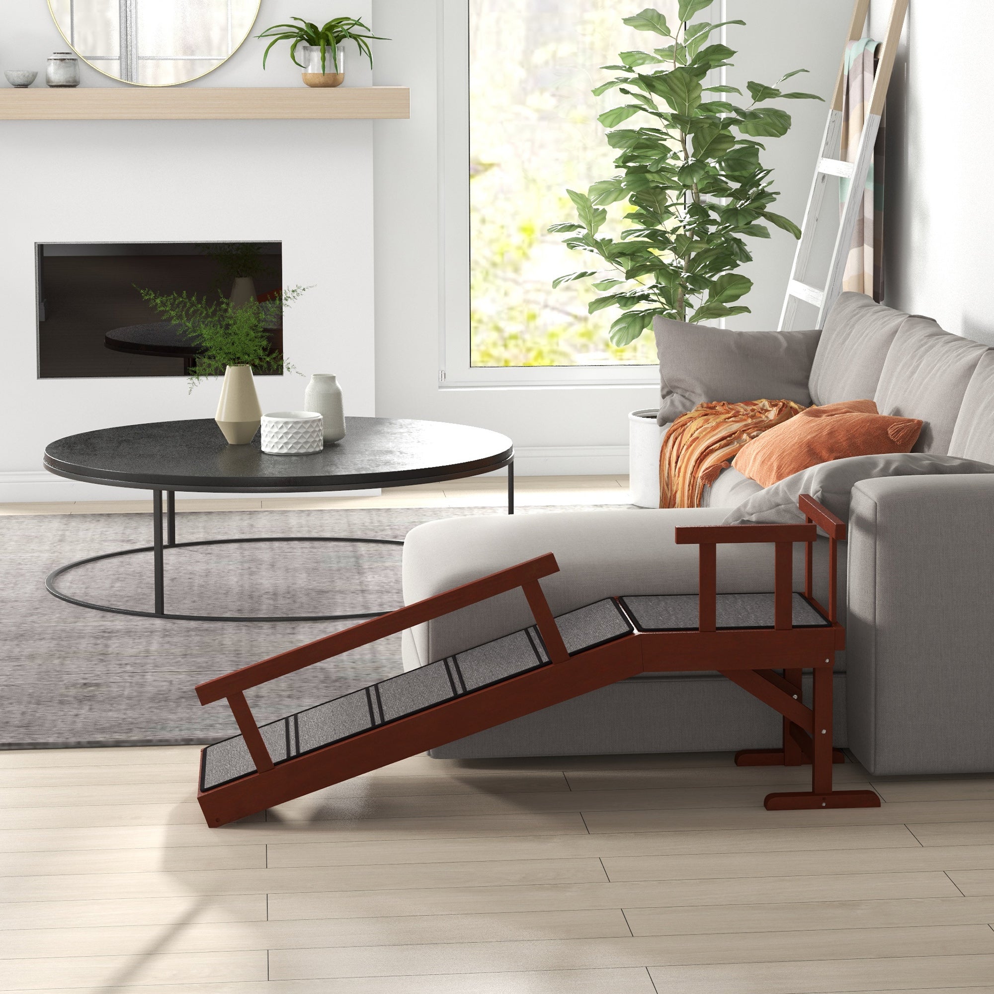 SafeClimb™ Compact 66 lbs Wooden Pet Ramp with Removable Guardrails – 49