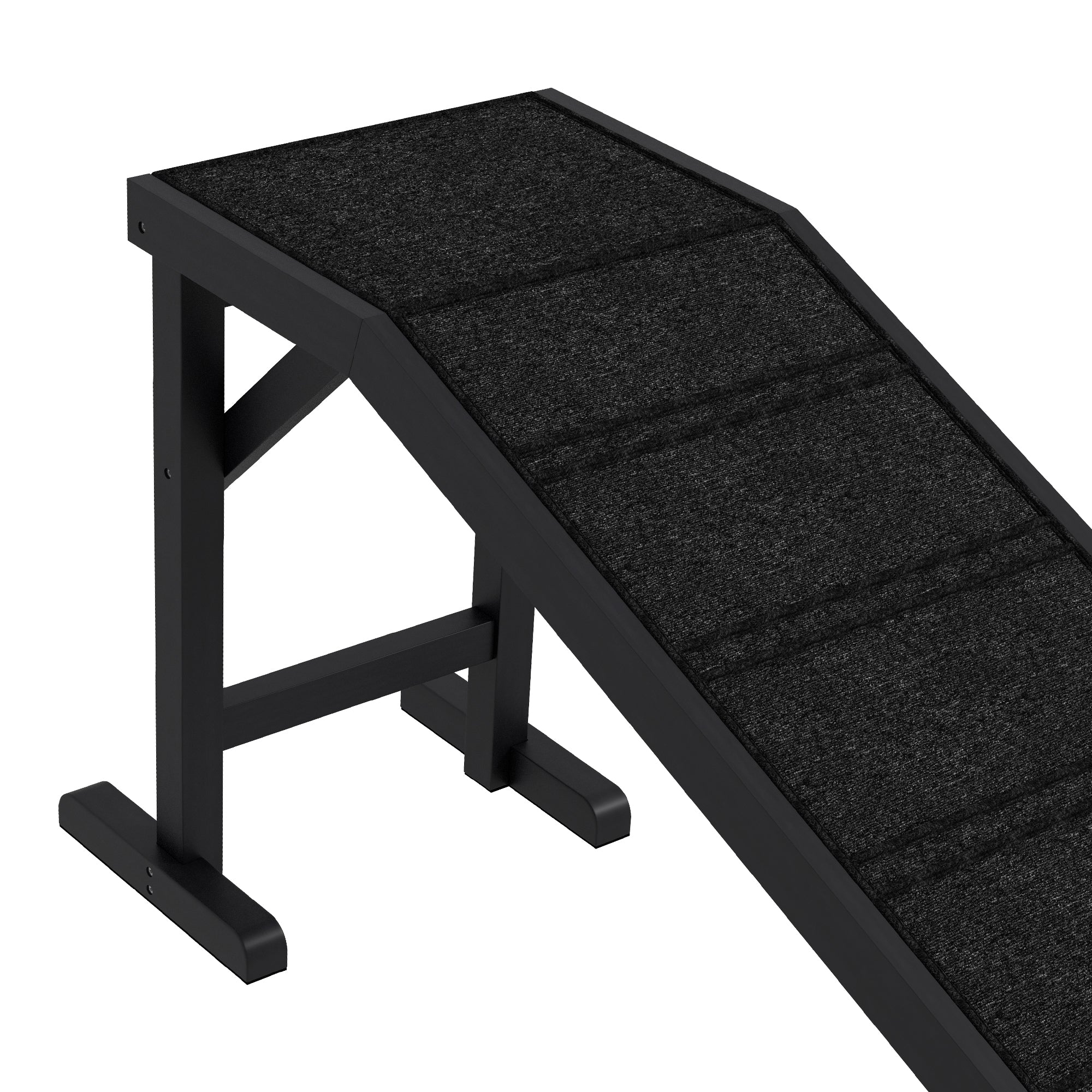 StepGlide™ 77 lbs Wooden Pet Ramp with Top Platform – Black Edition