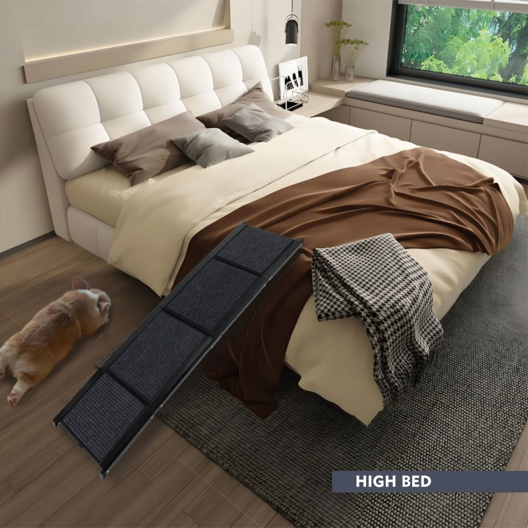 FlexStride 65’’ black multi-sectioned folding dog ramp with textured traction surface