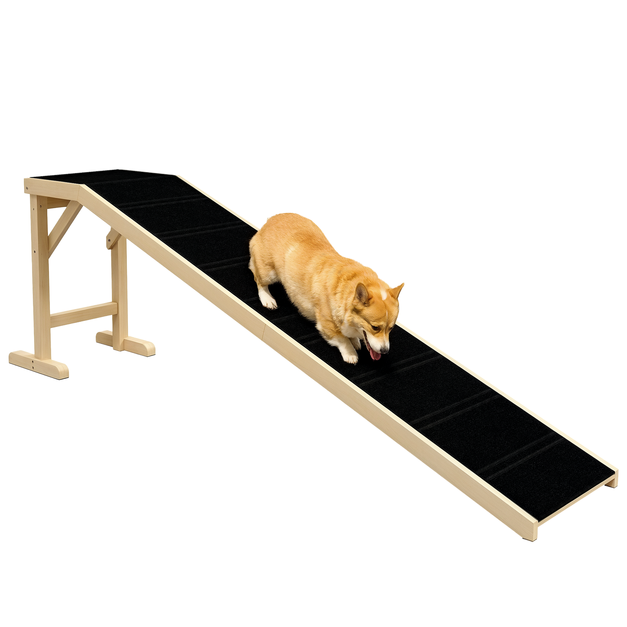 StepGlide™ 77 lbs Wooden Pet Ramp with Top Platform