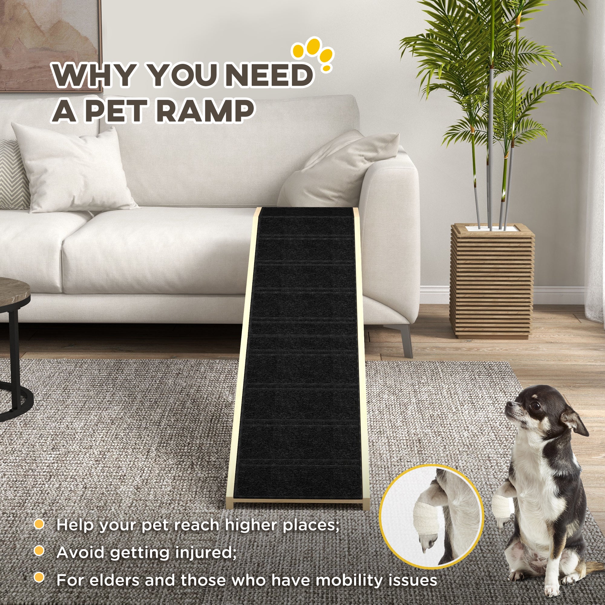 StepGlide™ 77 lbs Wooden Pet Ramp with Top Platform