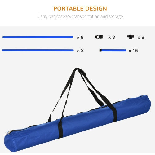 Blue AgiliJump carry bag with black straps and zipper for agility gear