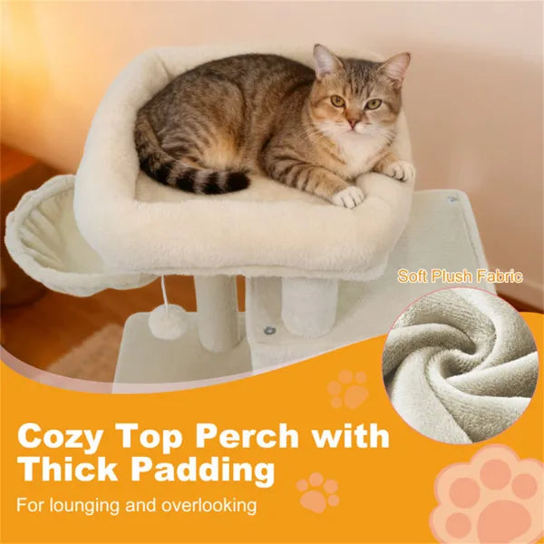 SafeClimb 33.5’’ cat tree cozy top perch with thick plush padding